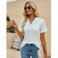 thumbnail image 5 of ZHENWEI Womens Collared Casual Short Sleeve V Neck Polo T Shirts Loose Tunic Tops Blouses with Pocket, 5 of 7