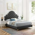 thumbnail image 2 of Tufted Platform Bed Frame, Twin Size, Velvet, Dark Grey Gray, Modern Contemporary Urban Design, Bedroom Master Guest Suite, 2 of 10