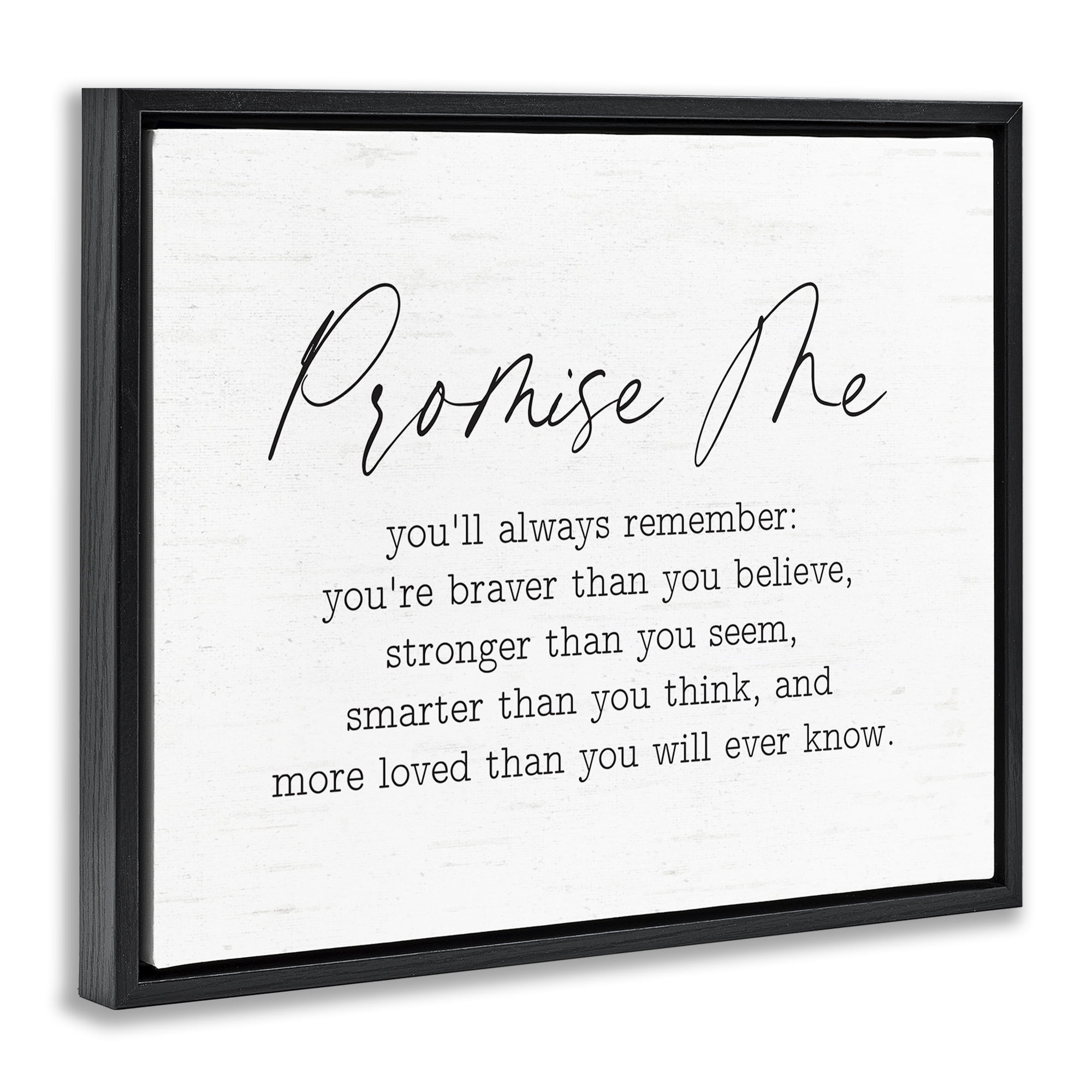 Stupell Industries Promise Me Sentiment Text & Numbers Painting Black Floater Framed Canvas Art Print Wall Art, 21 x 17