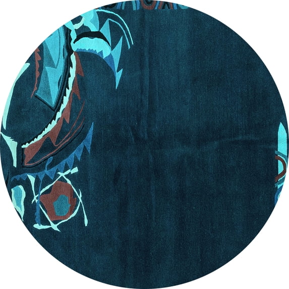 Ahgly Company Indoor Round Oriental Light Blue Asian Inspired Area Rugs, 8' Round