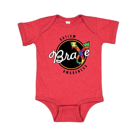 

Inktastic Autism Awareness Brave with Puzzle Piece Ribbon Gift Baby Boy or Baby Girl Bodysuit
