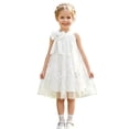 thumbnail image 5 of Flower Girl Dress Sleeveless Halter Neck Princess Tulle Dress Kids Summer Dresses Collar Bow Floral Embroidery Sundress for Wedding Party Birthday Casual Outfit(White,4-5 Years), 5 of 5