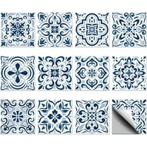 36PCS Bohemian Peel and Stick Tile Stickers 4x4 inch Wall Stickers Waterproof Detachable PVC Wall Tile Stickers for Kitchen Washroom Bedroom Wall Table OfficeBlue and White