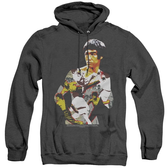 Bruce Lee Body Of Action Adult Heather Hoodie Sweatshirt Black