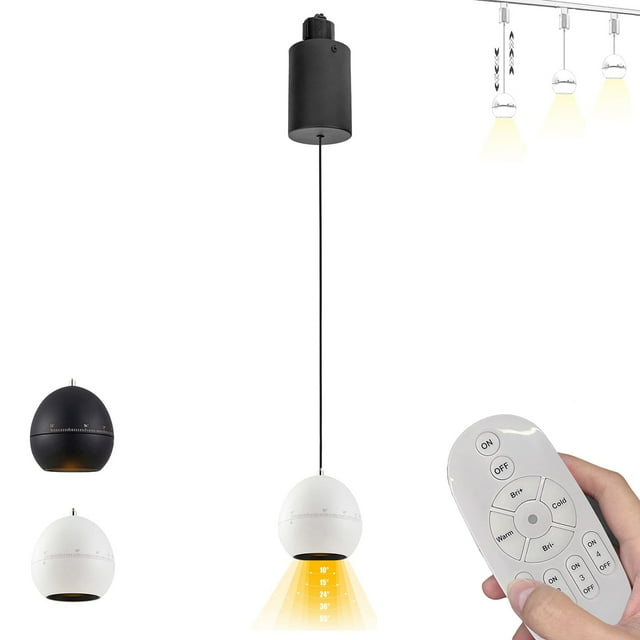 FSLiving Lampe de Piste 12W Zoomable Longueur Réglable Type H avec Abat-Jour Globe en Aluminium Projecteur Mise au Point Télécommande avec Gradation Continue Changement de Couleur pour Décoration, Blanc - 1 Lumière
