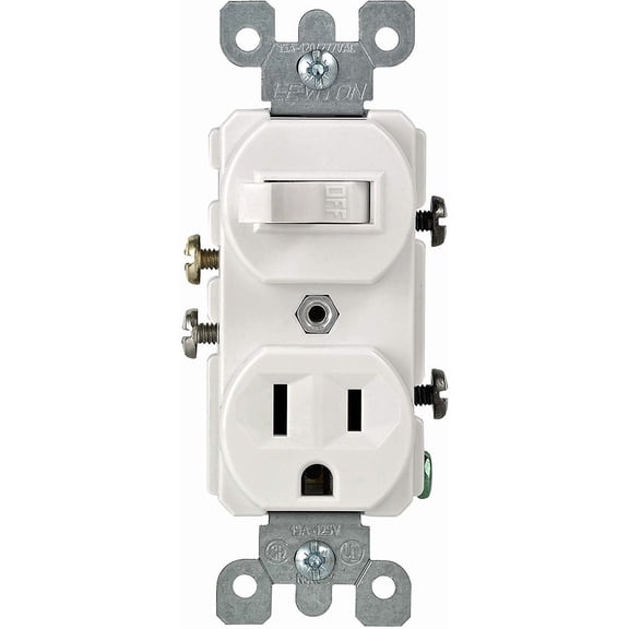 Leviton 5225-WSP Combo Switch and Receptacle, White