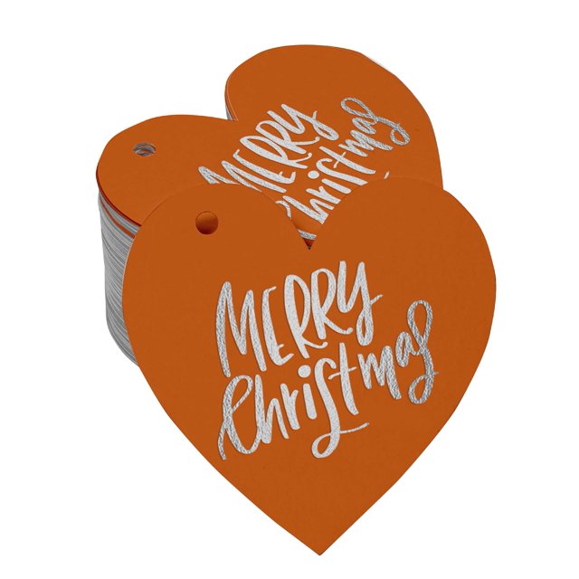 Inkdotpot Silver Foil Paper Hang Tag Merry Christmas Favor Tag 100 Pieces
