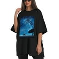 thumbnail image 4 of Plus Size Shirt for Women Black Tops for Women Short Sleeves Shirt for Women Elephant And Sky T Shirt Crewneck Shirt for Women XL, 4 of 5