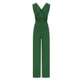 thumbnail image 5 of Bdfzl Women Pants Trends Women Casual Cold Shoulder Jumpsuit Suspender Jumpsuits Wide Leg Pant Green M, 5 of 7