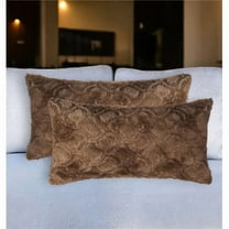 HomeRoots 544573 12 x 20 in. Brown Faux Fur Lumbar Throw Pillows - Set of 2