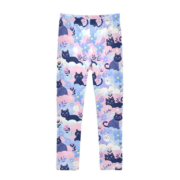 joogoo Girls' Leggings Cats Flowers Yoga Pants 6T