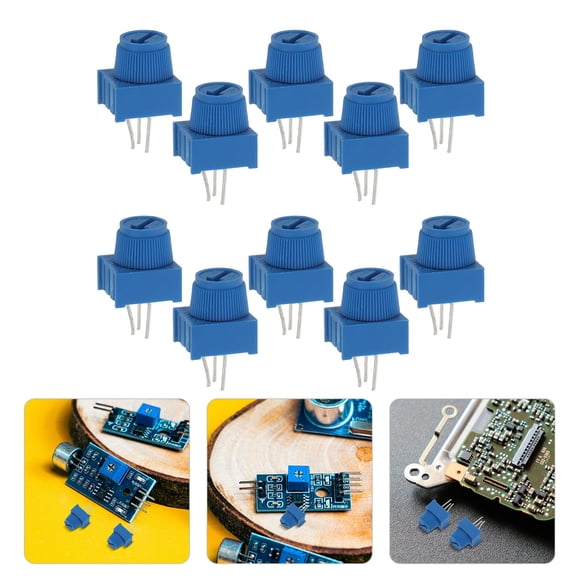 PENIKOKO 10Ud Microajustable Potenciometro Azul 10K Ohm 3 Pines Para Prototipos Electronicos Y Control De Circuito
