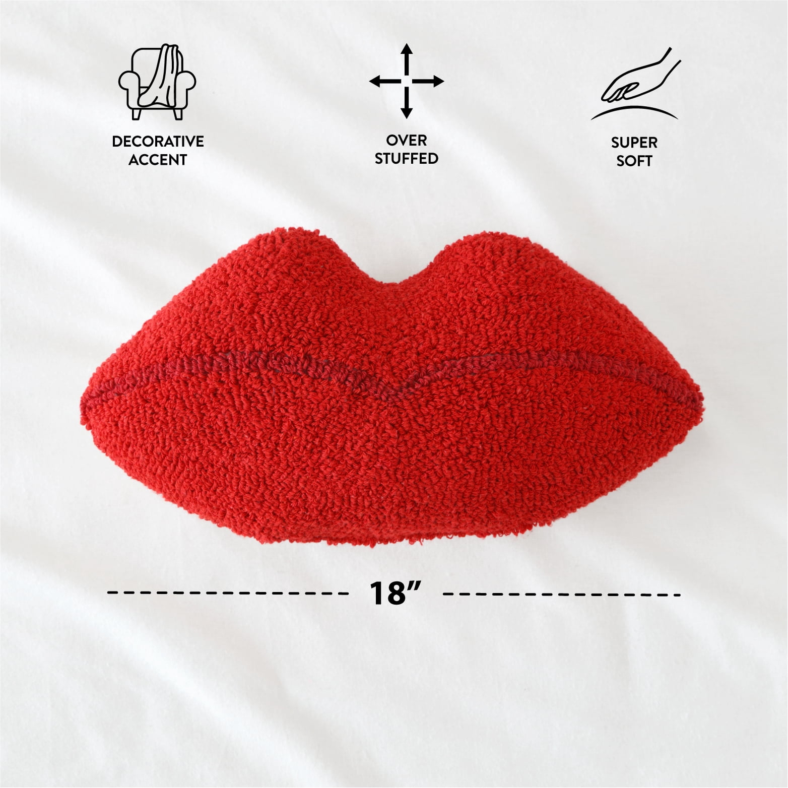 Mainstays 16" x 9" Lips Decorative Pillow, Brillant Red