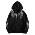 thumbnail image 3 of VeFlora Y2K Graphic Zip Up Hoodie for Men, Long Sleeve Drawstring Oversized Sweatshirt for Daily Wear Party(Black1/L), 3 of 4