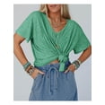 thumbnail image 6 of Womens Oversized Tshirts Knit V Neck Short Sleeve Tunic Tops Summer Casual Loose Fit Tee Shirts, 6 of 7