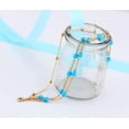 thumbnail image 4 of Multi-Layer Turquoise Bead Anklet Ankle Bracelet In Gold For Woman or Teens Casual or Beach Wear, 4 of 9