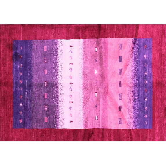 Ahgly Company Indoor Rectangle Abstract Pink Contemporary Area Rugs, 2' x 5'