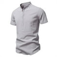 thumbnail image 2 of Ashirexll Mens Shirts Casual, Summer Shirts for Men, Fashion Solid Color Short Sleeve Stand-up Collar T-Shirts Comfortable Casual Shirts, 2 of 4