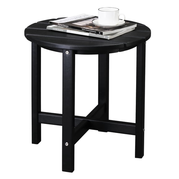 HUJHKIO Round Side Table for Outdoor, Small Accent Table for Bedroom & Office, Sturdy End Table for Coffee Decor, Portable Modern Table with 110 lbs Load Capacity, Easy Assembly, Black