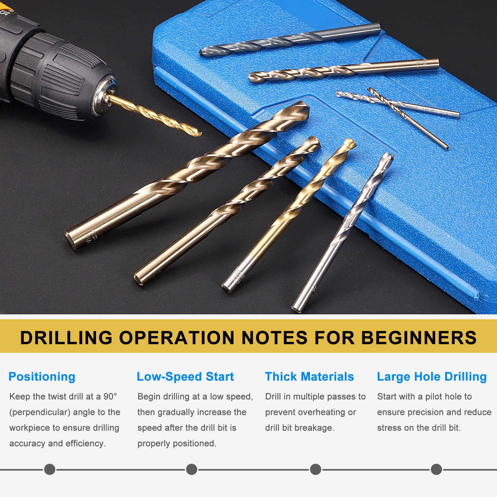 Uxcell 12.5mm Drill Bit, M42 8% Cobalt High-Speed Steel Jobber Straight Shank 135° Titanium Nitride (TiN) Coated for Hard Metal Stainless Steel 6 pack