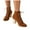 Brown, variant on Women's Retro Black Lace Up Ankle Boots Chunky High Heel Suede Mid Calf Combat Booties Lightweight Non Slip Fall Boots
