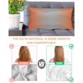 thumbnail image 3 of Orange Gray Ombre Pillow Cases Cal King Size, Smooth Satin Pillowcase for Hair and Skin, Modern Gradient Abstract Art Decorative Cooling Bed Pillow Covers with Zipper, 20x40 Inches, 3 of 5