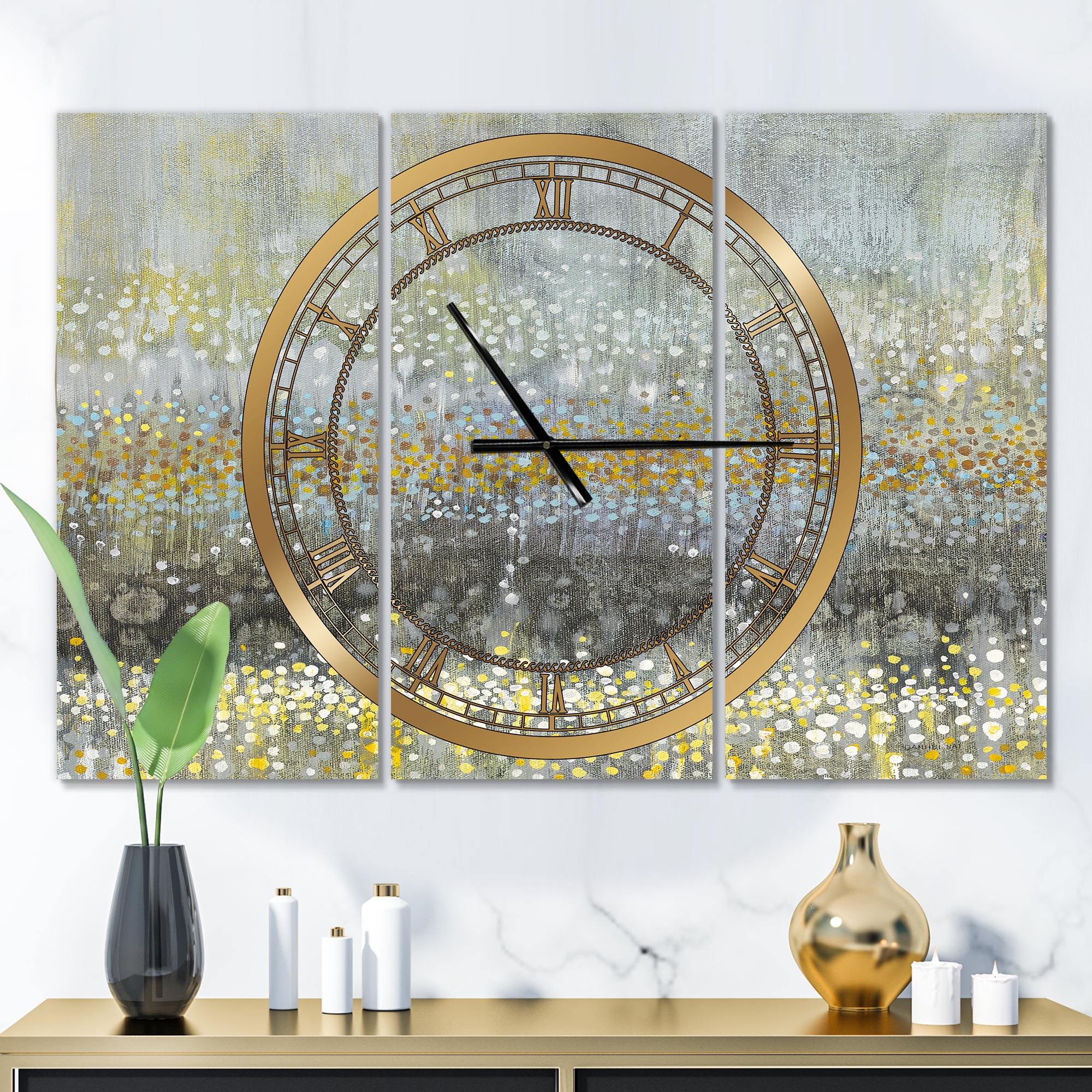 Designart 'Glam Rain Abstract III' Modern Wall Clock