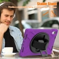thumbnail image 6 of SaniMore Tri-layer Case for iPad 10th Generation 10.9" 2022, 360° Rotating Hand Rope Crossbody Shoulder Strap Bracket Screen Protecton Heavy Duty Protective Dustproof Anti-drop Shockproof Case, Purple, 6 of 13