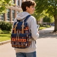 thumbnail image 5 of Bohemian Aztec Backpack for Women, Vintage Tribal Print School Bag with Drawstring & Buckle Closure, Lightweight Polyester Travel Rucksack for College Students, Festival, Hiking, 5 of 7