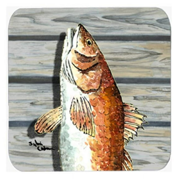 Carolines Treasures 8489-FC Fish Red Fish Foam Coasters - Set 4- 3.5 x 3.5 In.