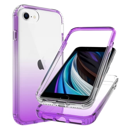 iPhone SE 2022 Case, iPhone SE 2020 Case, Hybrid TPU Rubber Heavy Duty Protection Anti-yellow Clear Back Cover Case for Apple iPhone SE 2022/2020 / iPhone 8/7 - Purple