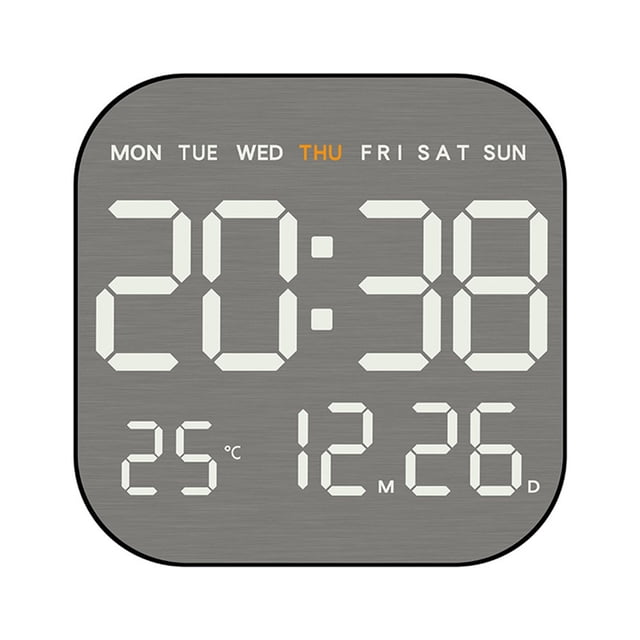 Metal Brushed Clock Face Wall Clock Multifunctional Electronic LED Alarm Clock