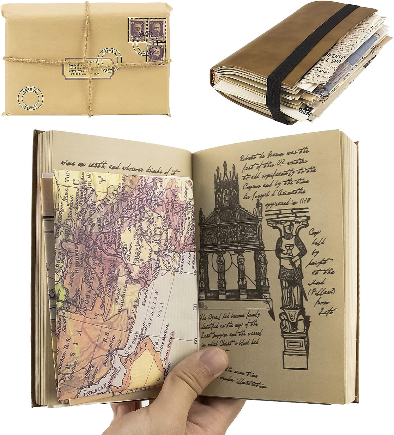 Grail Diary Indiana Journal Replica with Leather Cover and 36 Accessories for Movie Fans