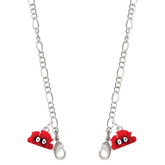 Resin Red Crab Silvertone Face Mask Necklace