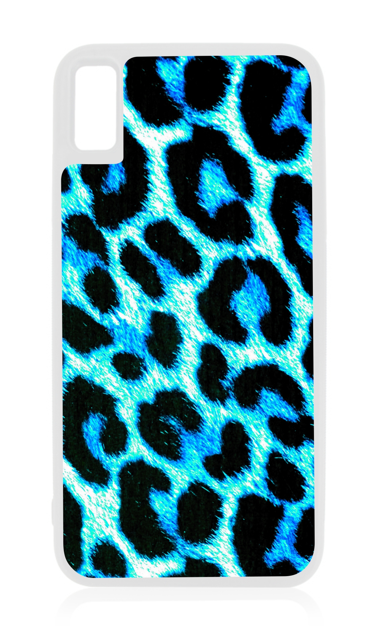 Blue Leopard Print White Rubber Case for iPhone XR - iPhone XR Phone ...