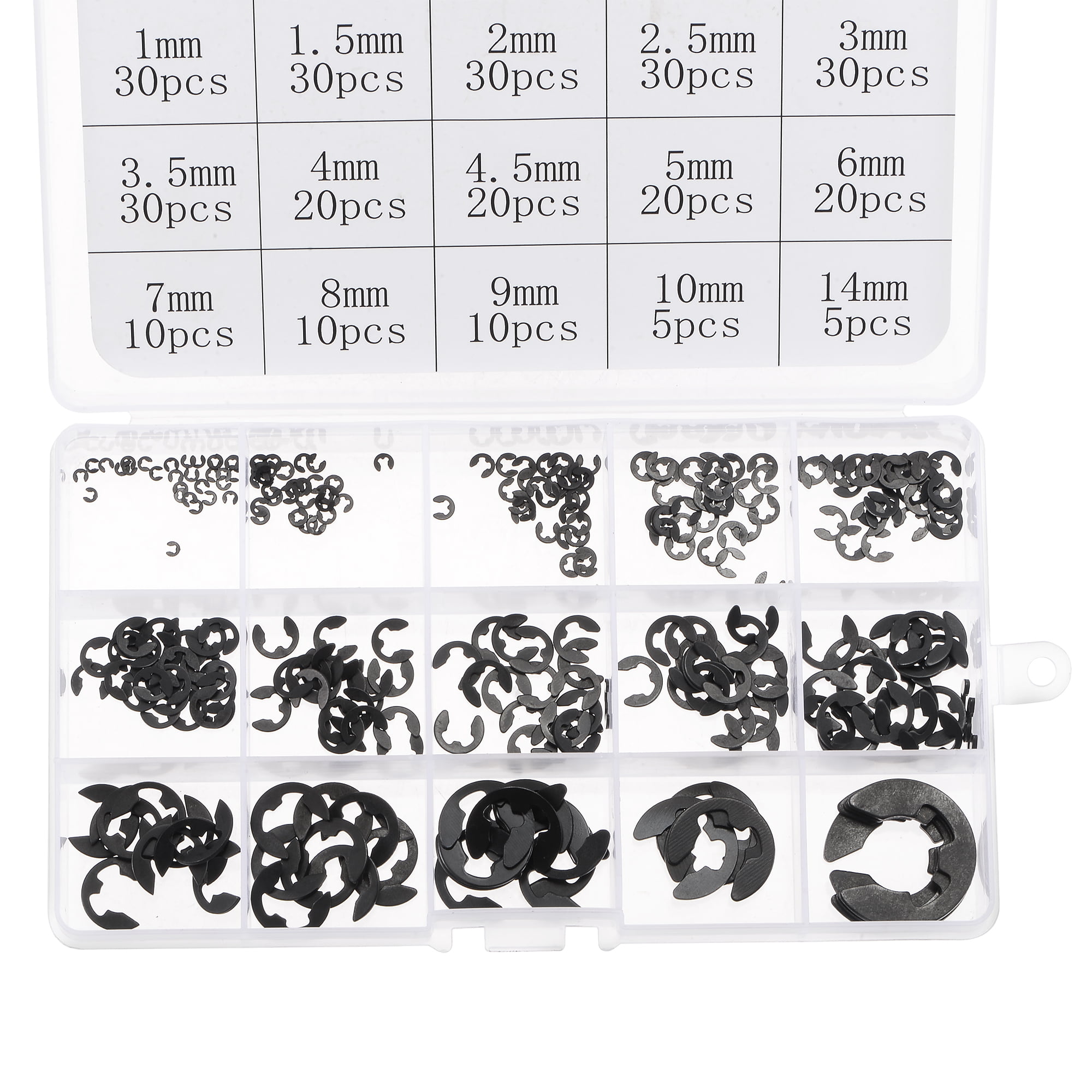 Clip Assortment Kit 1.6 to 22.2 mm 300 Piece E circlip snap ring c clip 