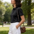 thumbnail image 7 of YUGYXL Women's Shirts Cotton Button Short Sleeve Collared Tops Summer Cool Shirt Uniform Casual Shirts Black XL, 7 of 7