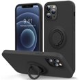 thumbnail image 1 of IBAOLEA Compatible with iPhone 12 Pro Max Phone Case 6.7 inch with Ring Kickstand | Super Soft Microfiber Lining | Anti-Scratch Full-Body Shockproof Protective Case for iPhone 12 Pro Max - Black, 1 of 7