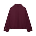thumbnail image 4 of Womens Cropped Pea Coat Casual Button Down Short Jackets Fall Winter Outerwear Wine Red XS, 4 of 9