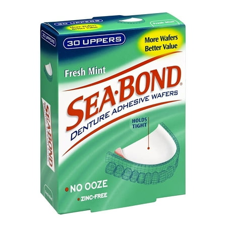Sea Bond Secure Denture Adhesive Seals, For an All Day Strong Hold, 30 Fresh Mint Flavor Seals for Upper (Best Way To Remove Denture Adhesive From Dentures)