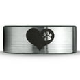 thumbnail image 2 of Tungsten Paw Print Heart Shaped Band Ring 8mm Men Women Comfort Fit Brushed Gray Flat Cut Black Polished, 2 of 4