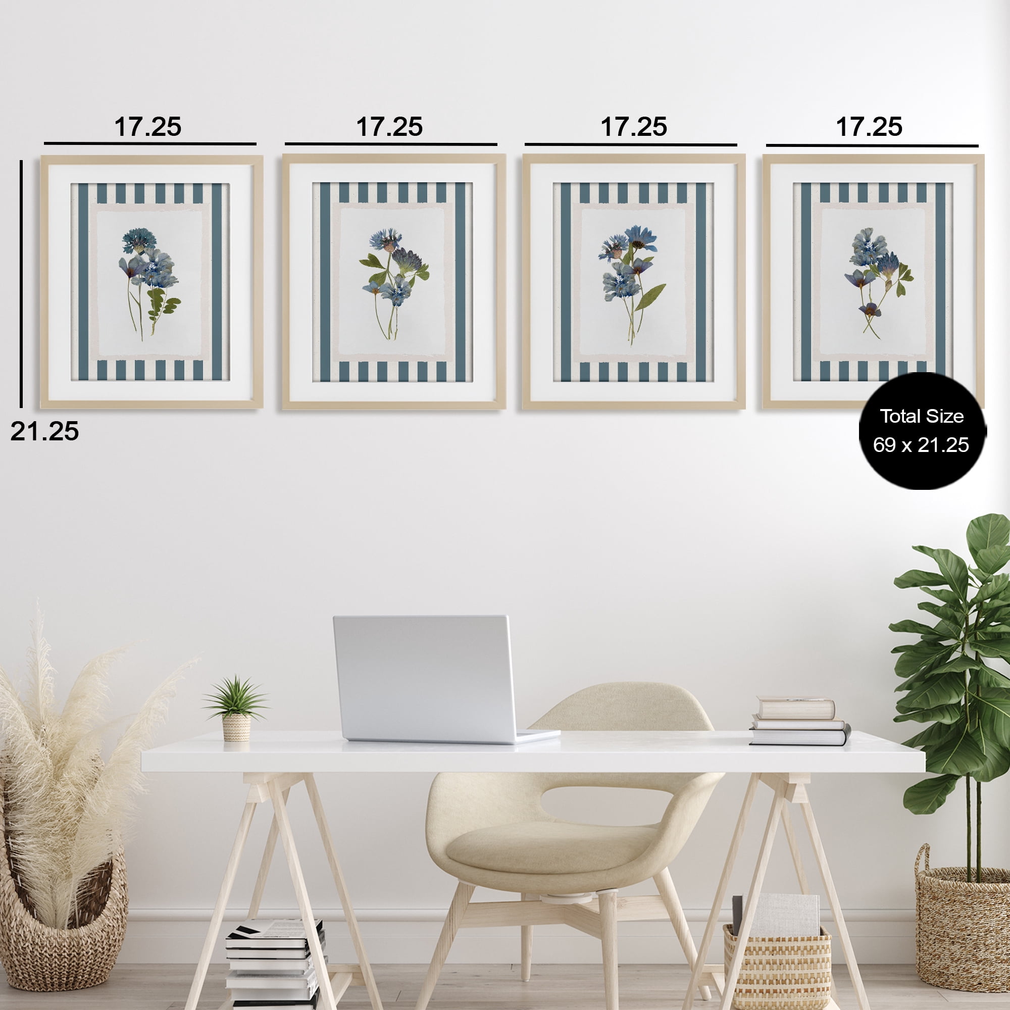 Stupell Industries Summer Memory Florals 4 Piece Birch Framed Print Under Glass Set, design by Val Rhodes