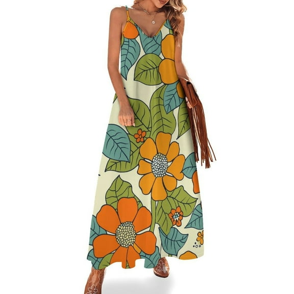 Nostalgic Vintage Floral Design Sleeveless Dress Woman Fashion Long Dresses Women's Summer Suit Dress 2025