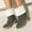 Gray, variant on Womens Black Size 36 Winter Boots - Faux Shearling Cuff Warmth, Block Heel Comfort, Suede-Like PU, Slip-Resistant Treaded Outsole Pull-On Style