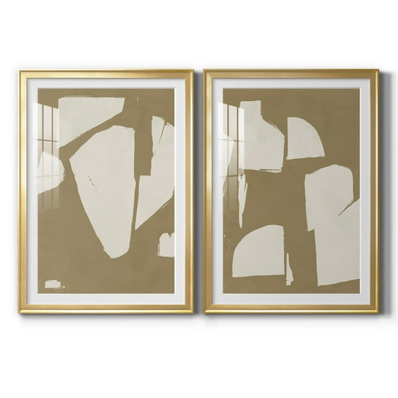 Wexford Home Chunky Abstract III Premium Framed Print, 30.5" x 42.5" - Ready to Hang, Gold (Set of 2)