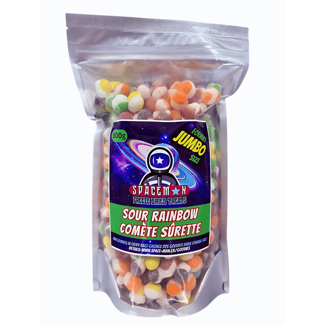 Spaceman Sour Rainbow Freeze-Dried Candy, Sour & Crunchy Bites, 500g Resealable Bag