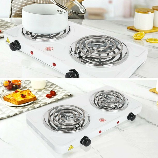 Double Electric Burner Countertop Double Burner with Adjustable
