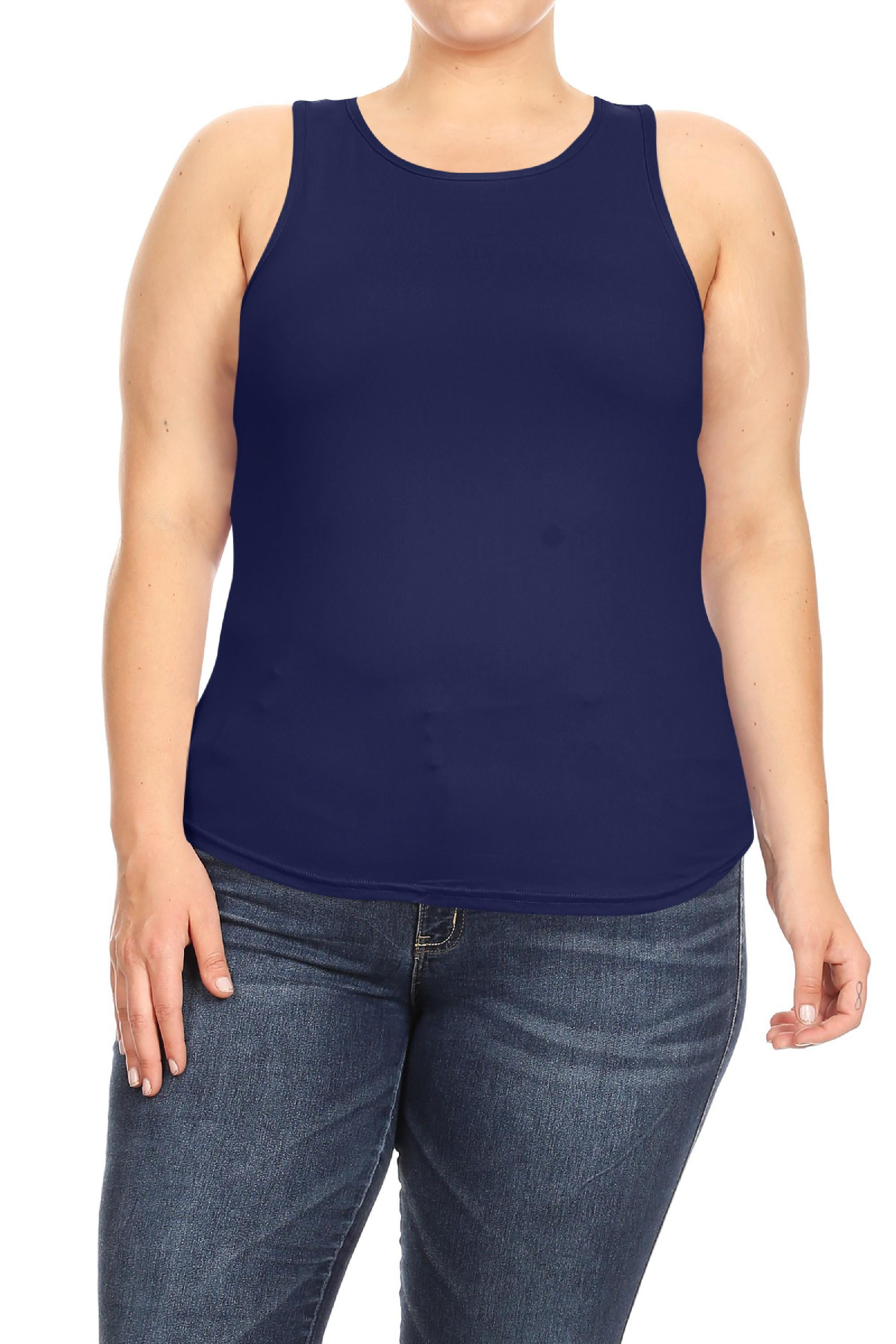 Moa Collection Women's Plus Size Basic Sleeveless Racer Back Casual