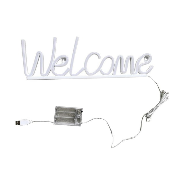 Bienvenido Letrero de neón Iluminación de luz nocturna, Lámpara de fondo, Decoración de pared decorativa de mesa Luces de neón Letreros LED para club , cálido