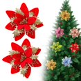 thumbnail image 2 of 2 Pcs Christmas Artificial Glitter Poinsettia Flowers,Christmas Tree Decoration,5.51 inch Glitter Poinsettia Flowers,Christmas Artificial Flowers for Tree Ornaments,Wreath, Mantel & Home Decor, 2 of 7